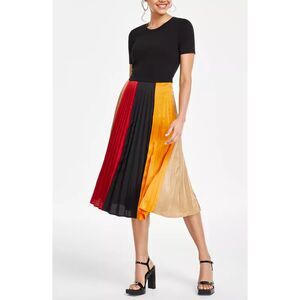 Colorful Pleated Midi Dress